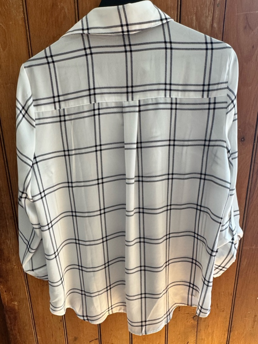 Fortune + Ivy White and Black Plaid Lines Button-Down V neck soft Shirt Size XL - Picture 6 of 14